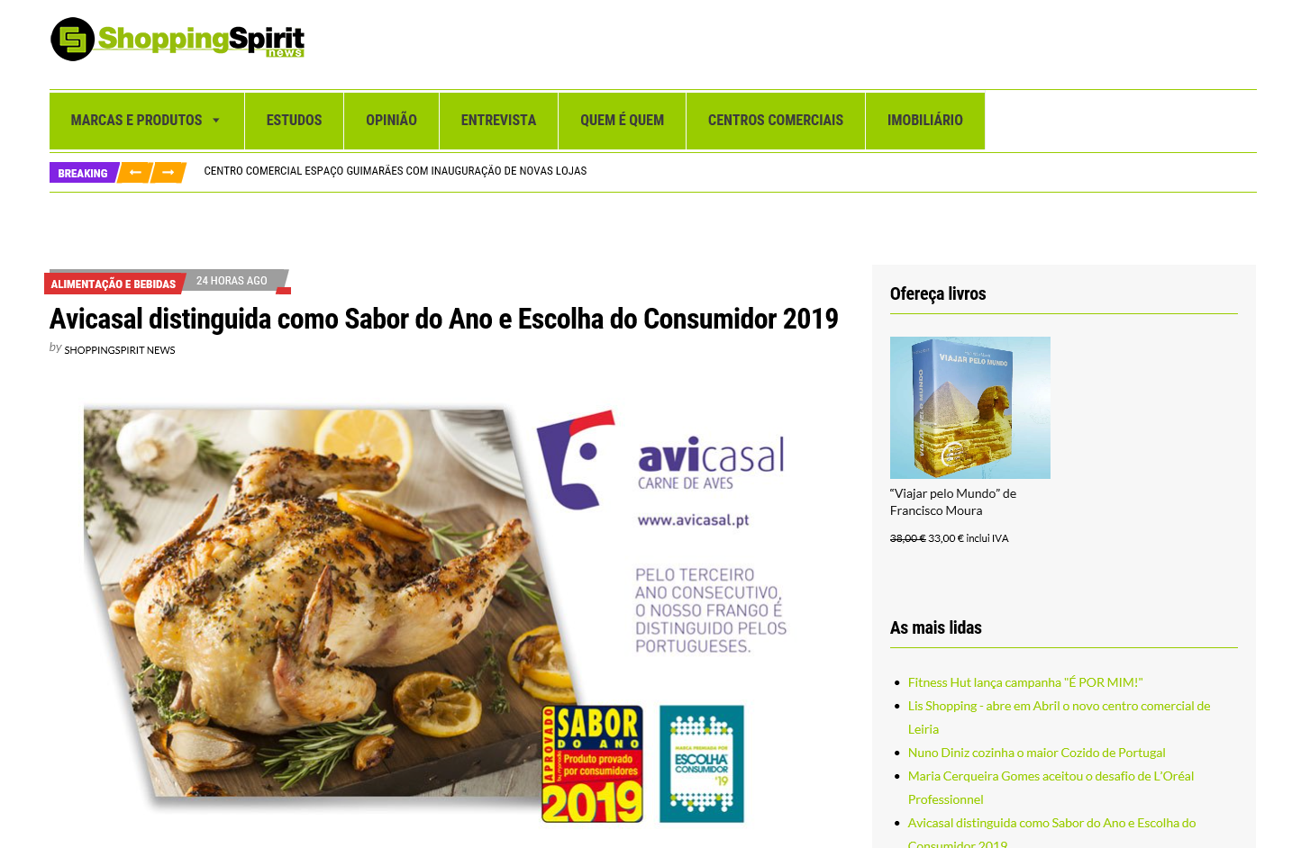 Avicasal distinguida como Sabor do Ano e Escolha do Consumidor 2019